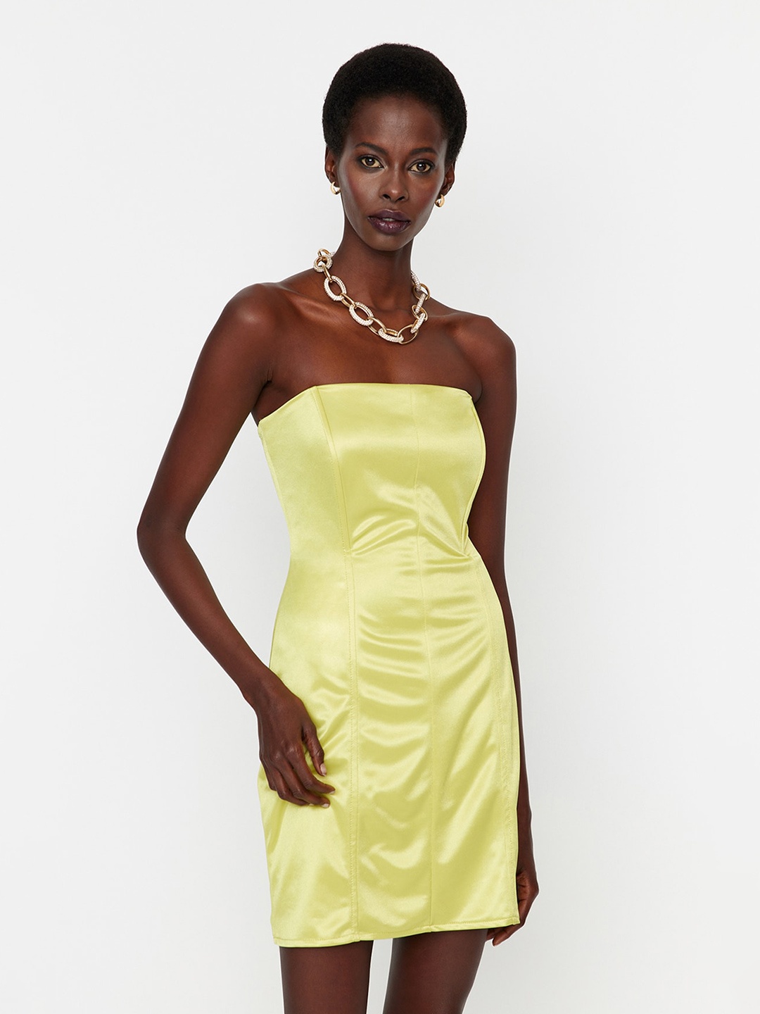 

Trendyol Strapless Sheath Mini Dress, Yellow