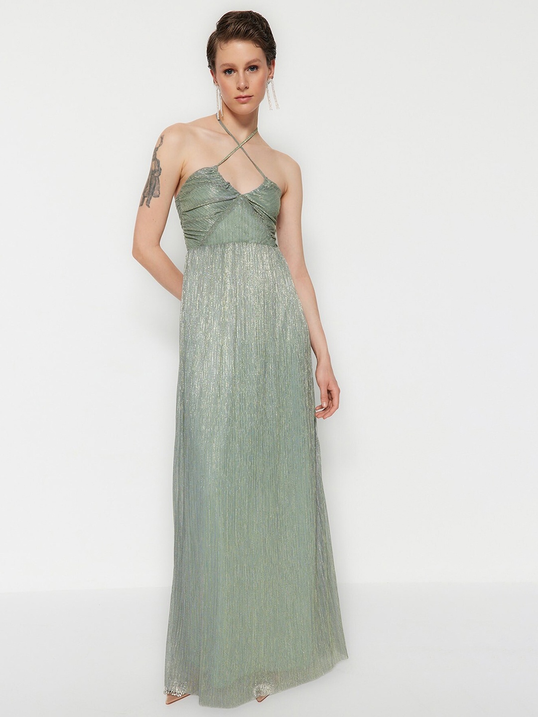 

Trendyol Halter Neck Maxi Dress, Green