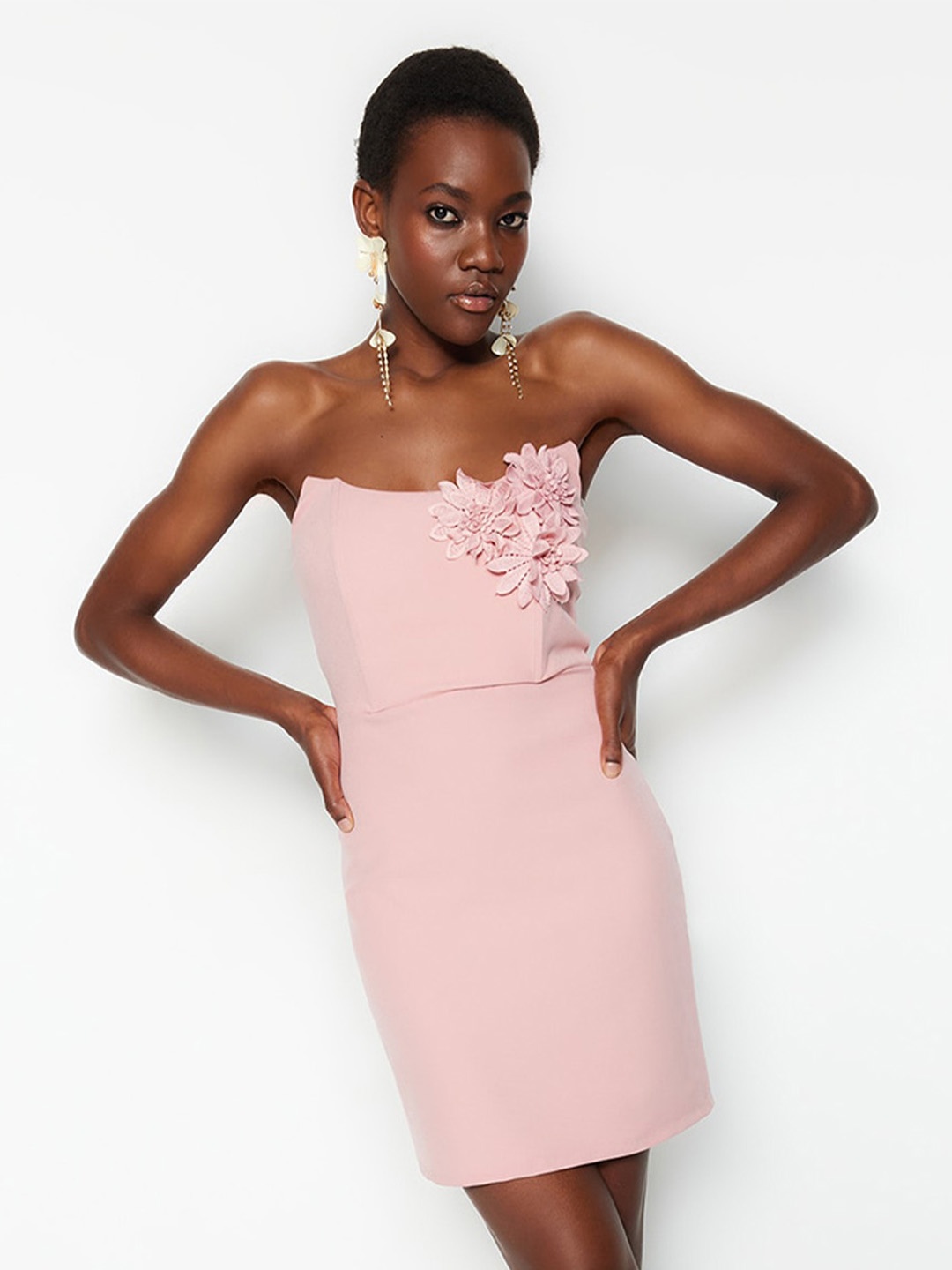 

Trendyol Strapless Bodycon Mini Dress, Pink