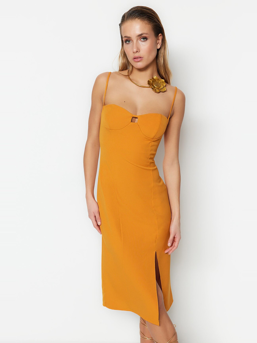 

Trendyol Shoulder Strap Bodycon Dress, Orange