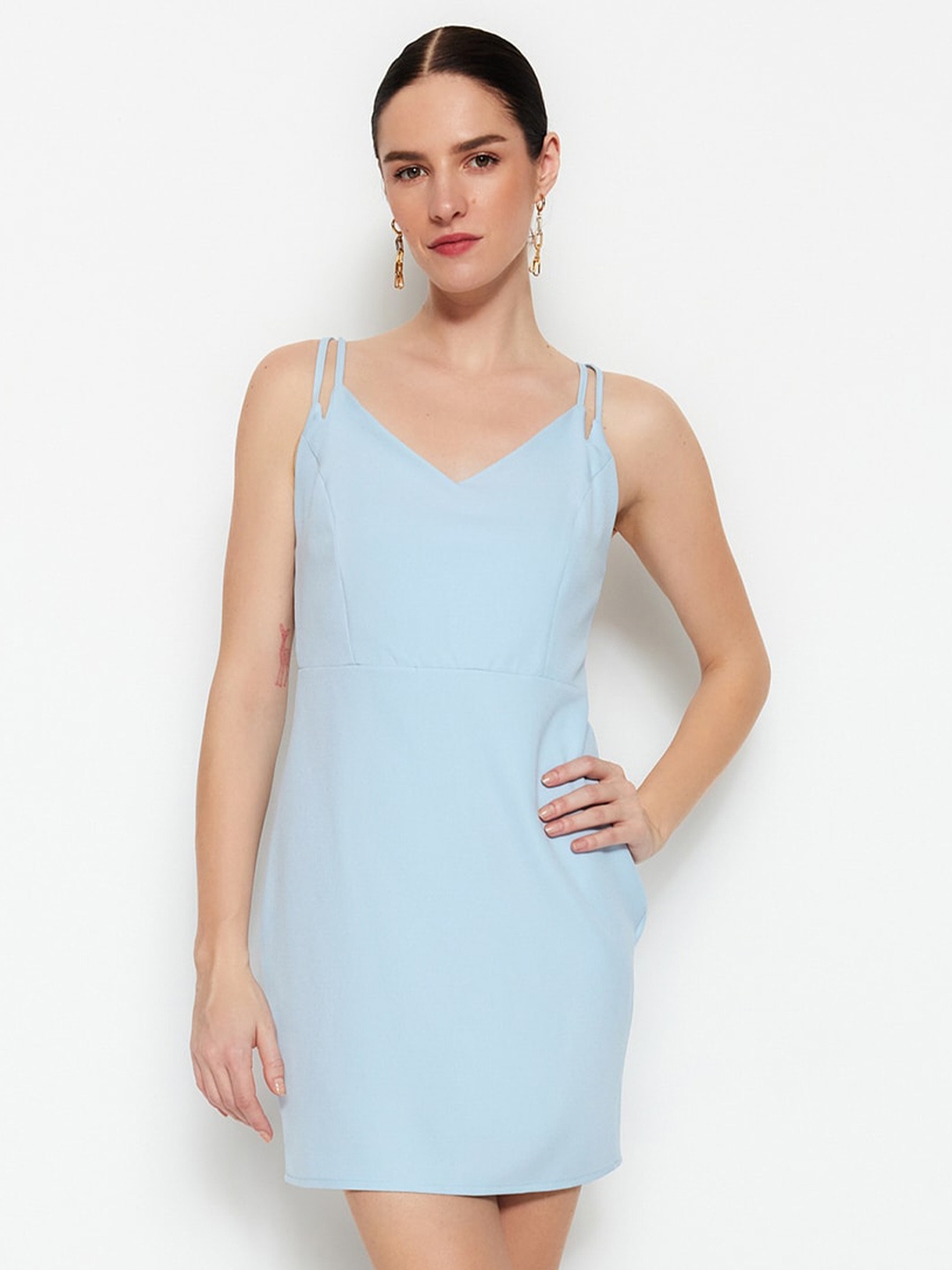 

Trendyol Shoulder Straps Sheath Mini Dress, Blue