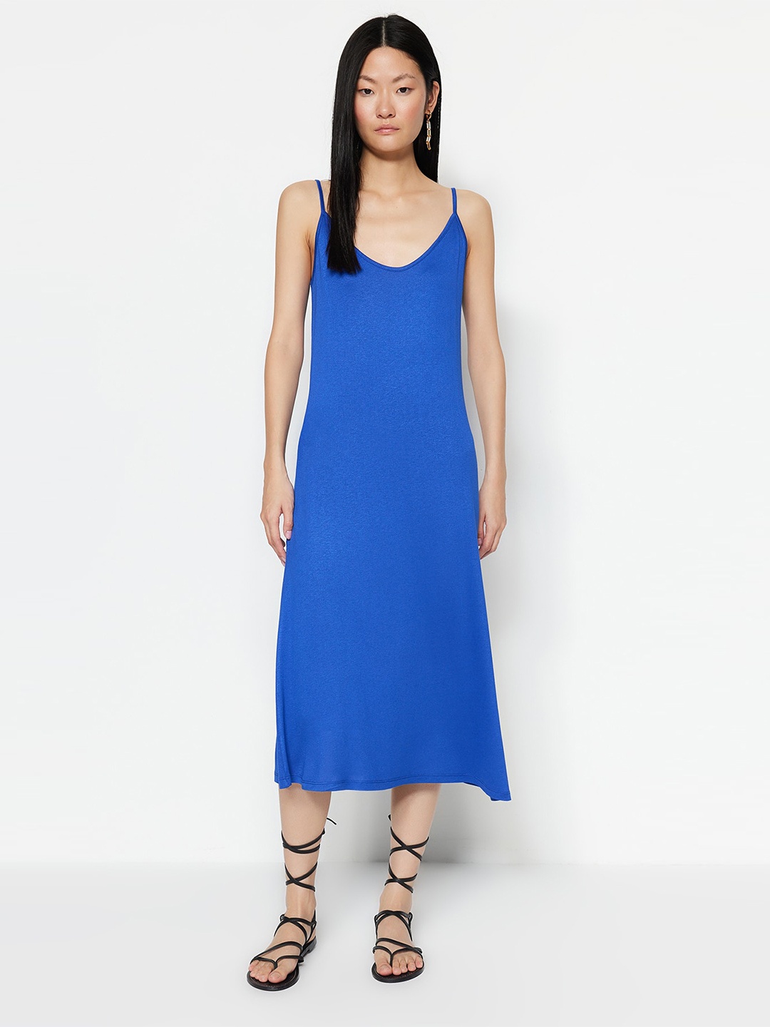 

Trendyol Shoulder Straps A-Line Midi Dress, Blue