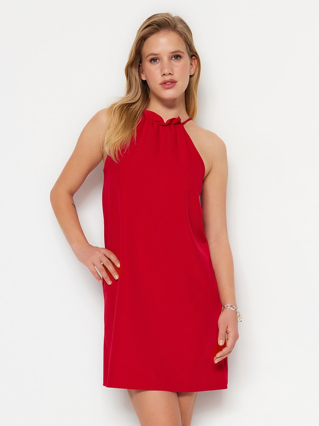

Trendyol Halter Neck A-Line Dress, Red