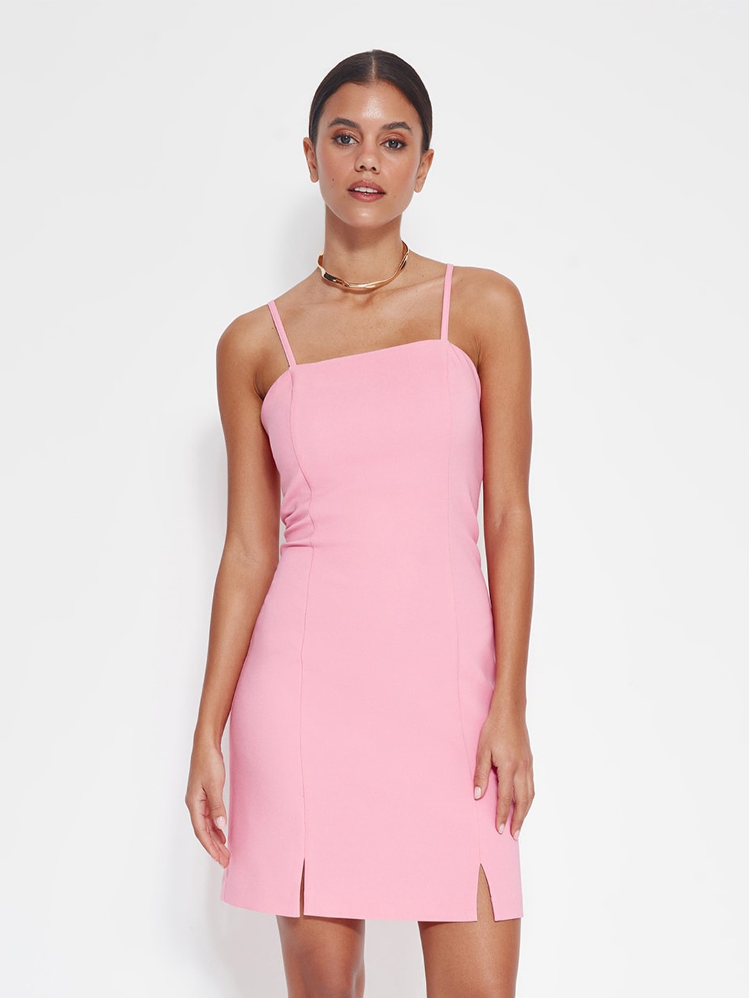 

Trendyol Shoulder Straps A-Line Dress, Pink