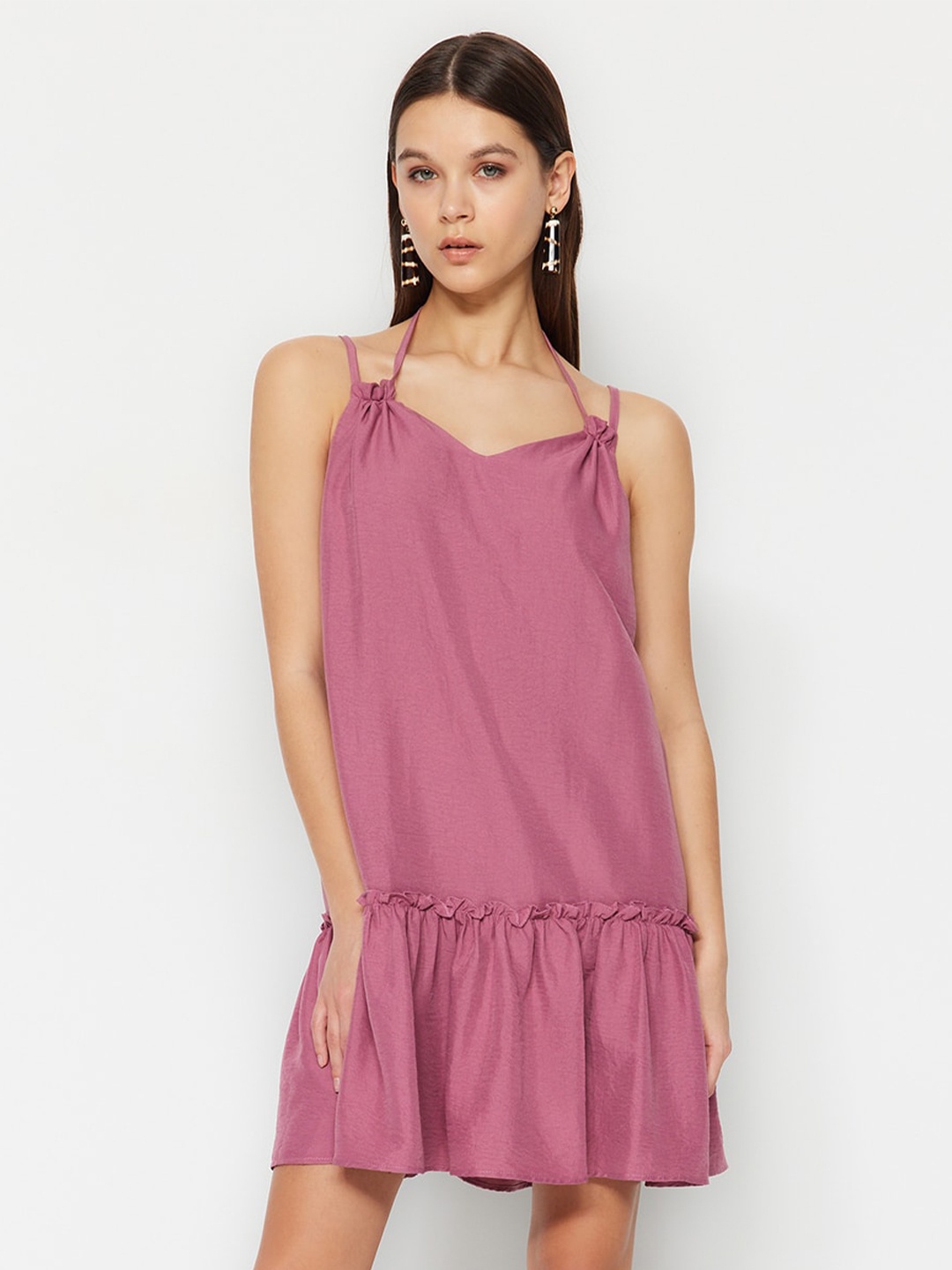

Trendyol Shoulder Straps A-Line Dress, Mauve