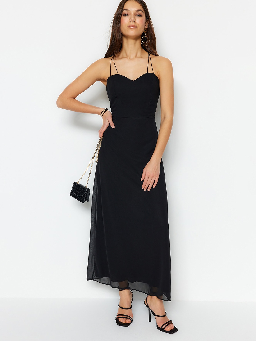 

Trendyol Shoulder Straps Maxi Dress, Black