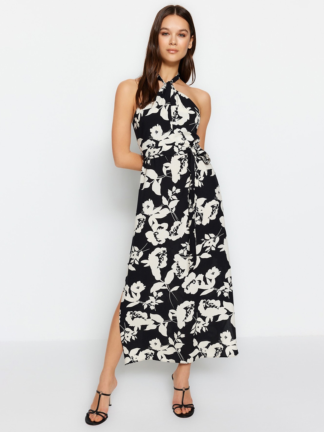 

Trendyol Floral Print Maxi Dress, Black