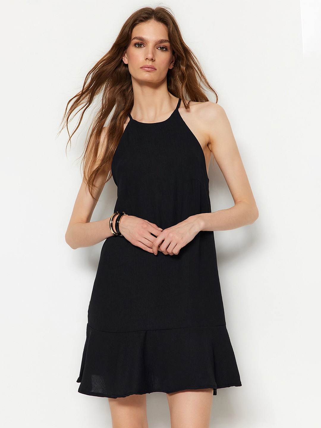 

Trendyol Halter Neck A-Line Dress, Black