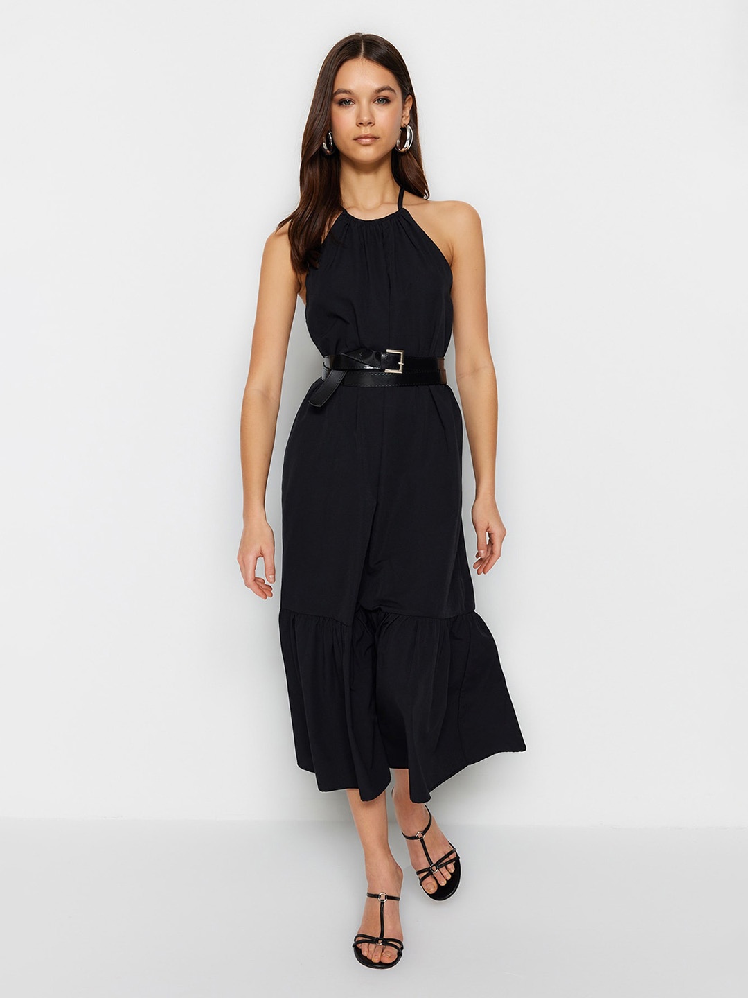 

Trendyol Halter Neck Gathered Detail A-Line Dress, Na