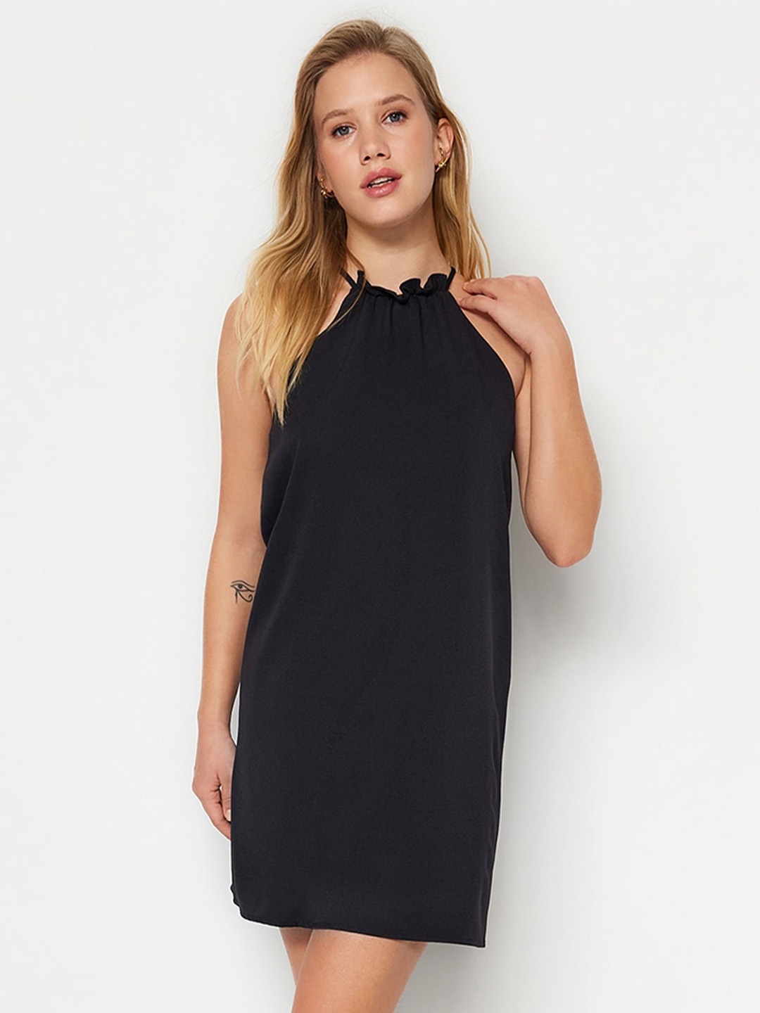 

Trendyol Shoulder Straps A-Line Dress, Black