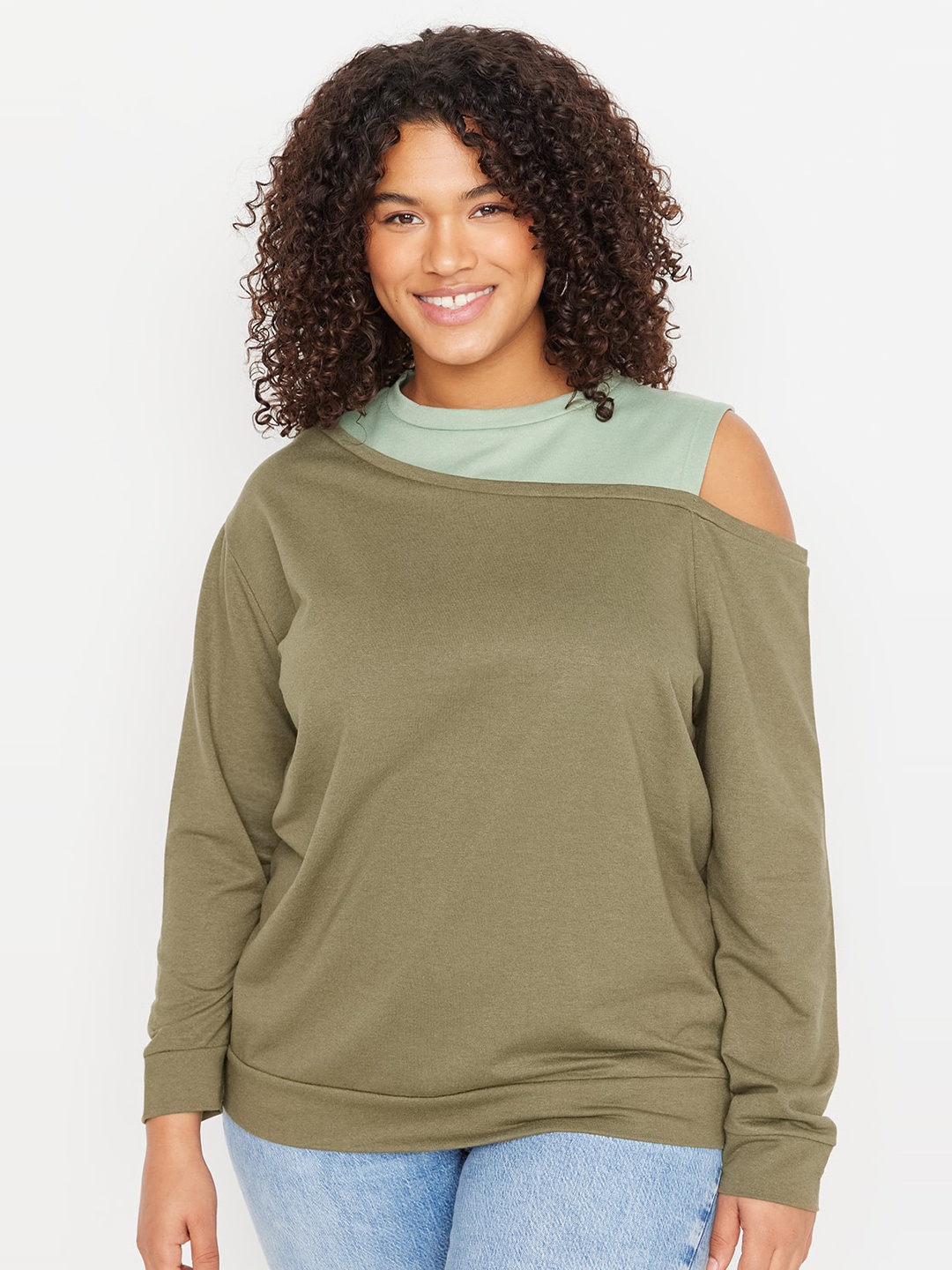 

Trendyol Plus Size Long Sleeves Pullover, Olive
