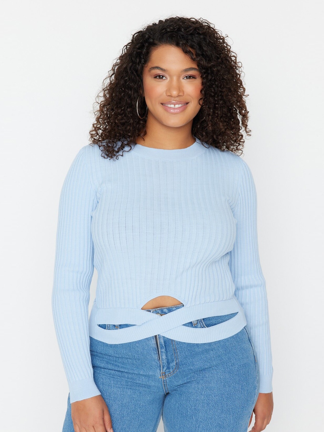 

Trendyol Ribbed Fitted Top, Blue