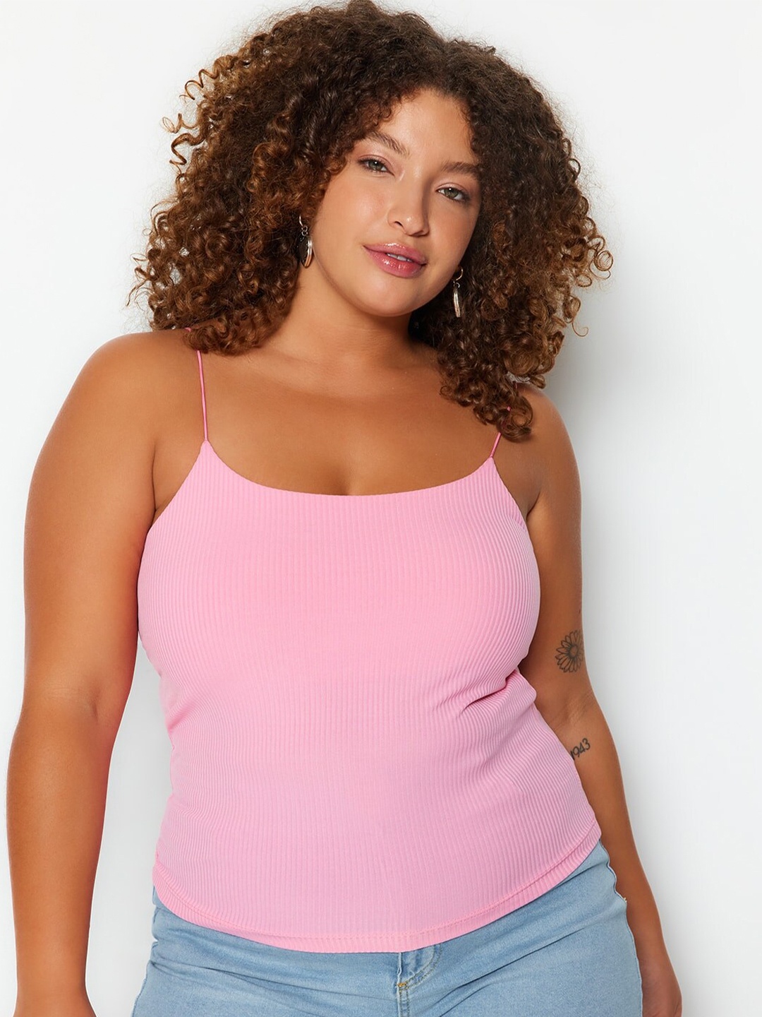 

Trendyol Plus Size Sleeveless Fitted Top, Pink