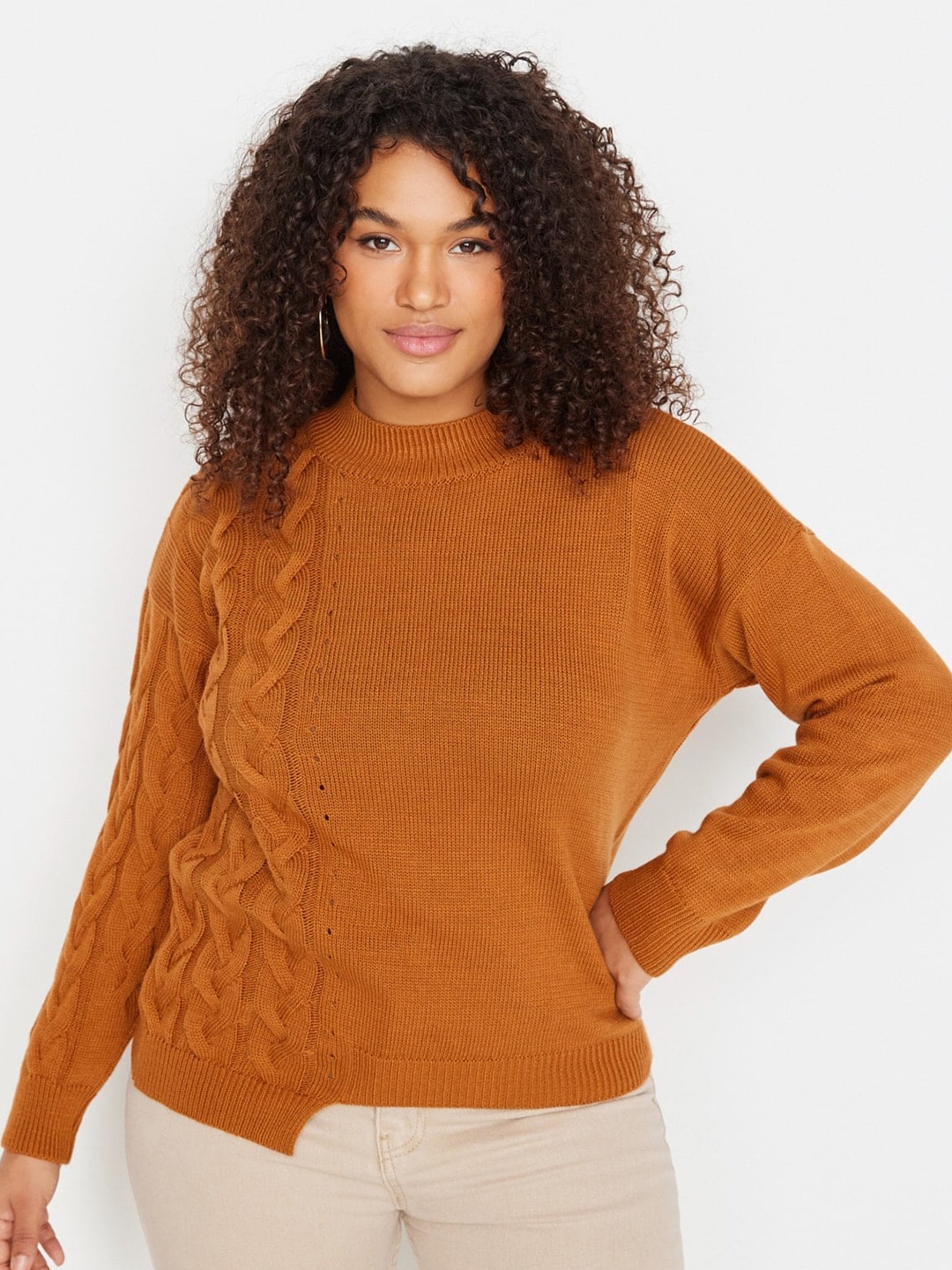 

Trendyol Women Ribbed Pullover Sweater, Rust