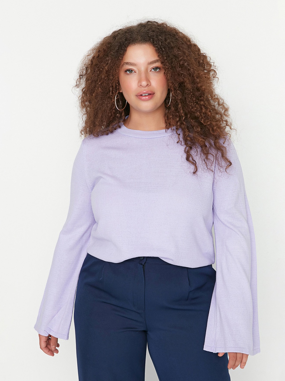 

Trendyol Round Neck Bell Sleeve Acrylic Top, Lavender