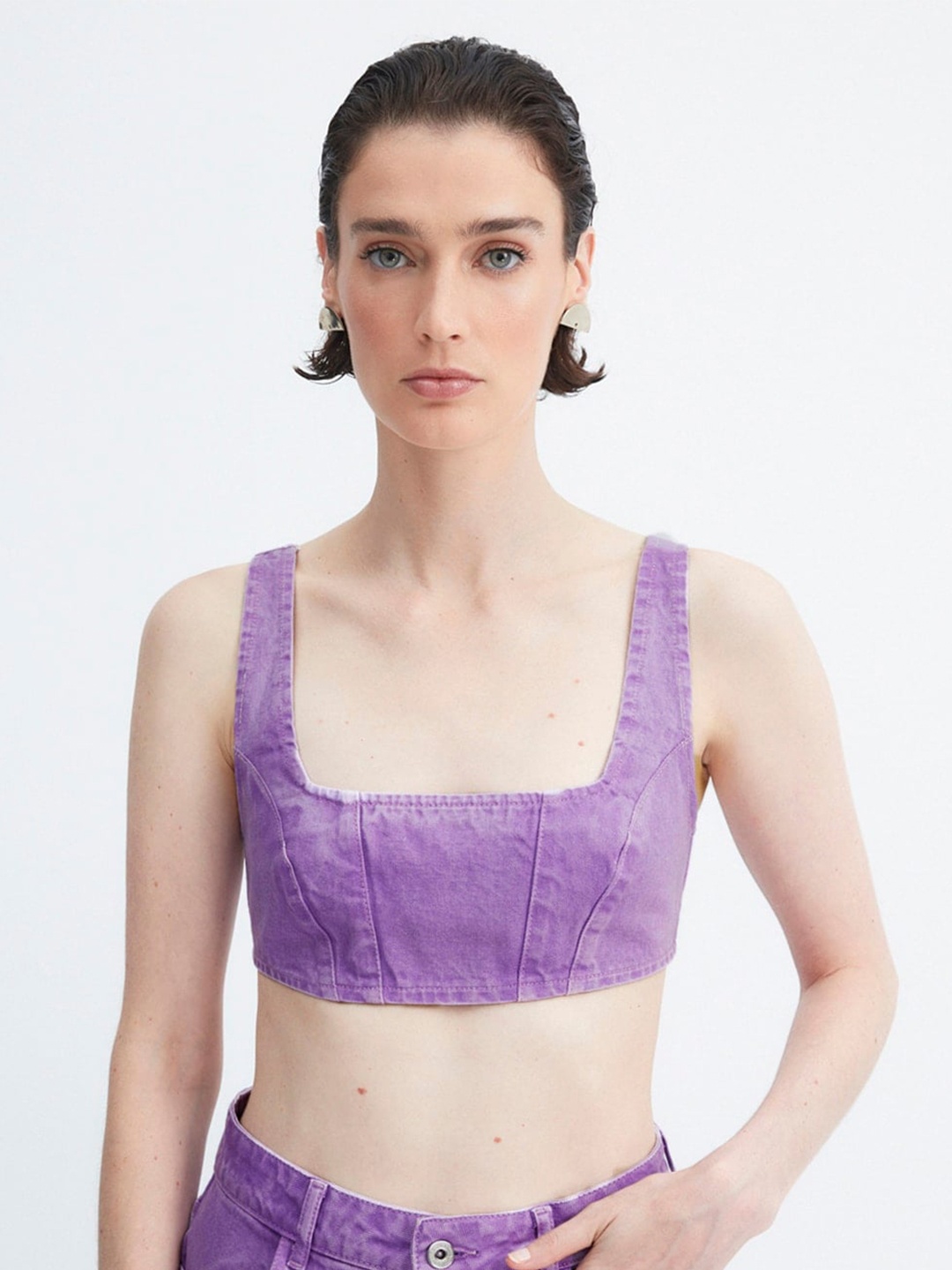 

Trendyol Square Neck Pure Cotton Bralette Crop Top, Lavender