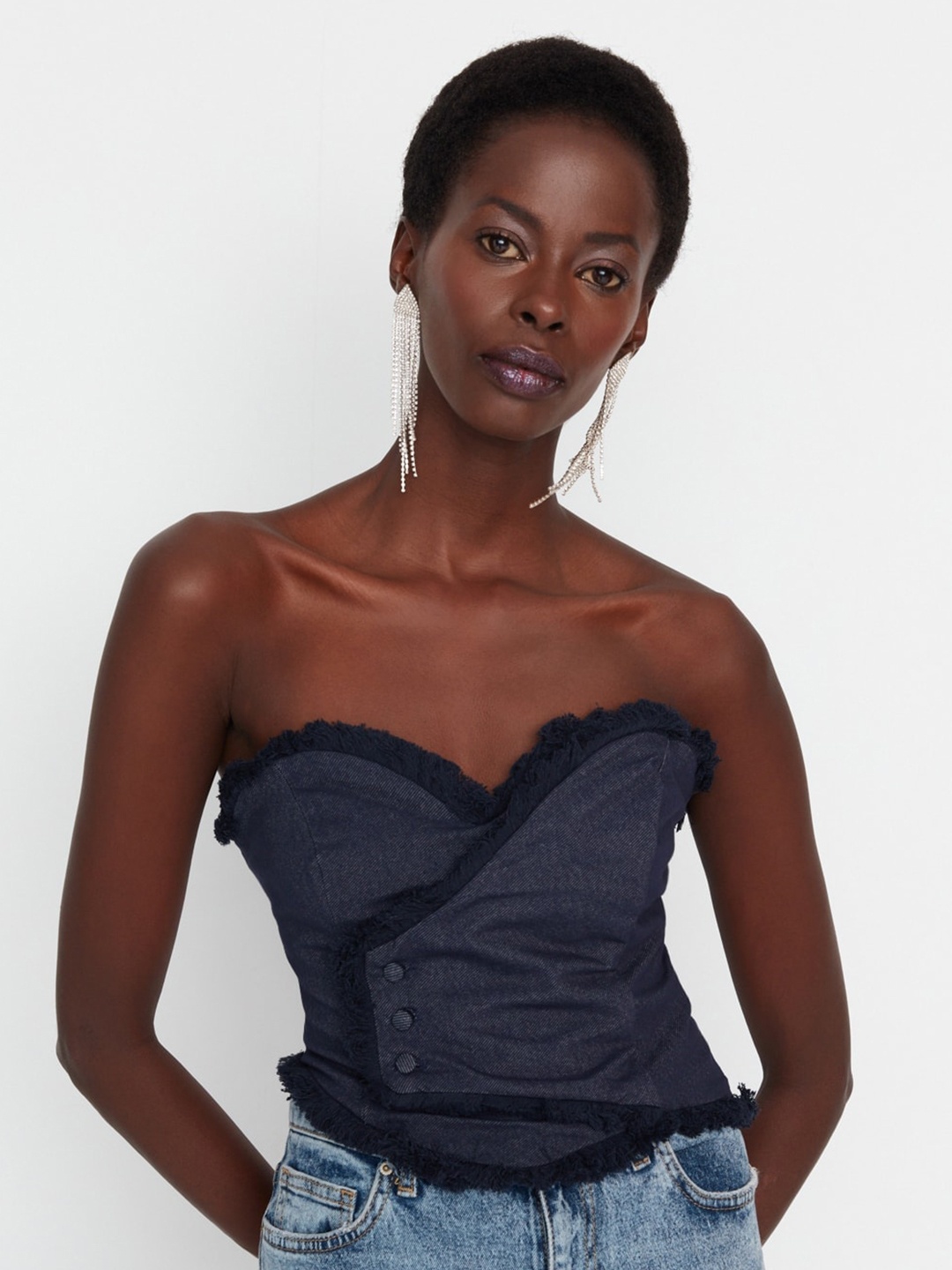 

Trendyol Strapless Tube Top, Navy blue