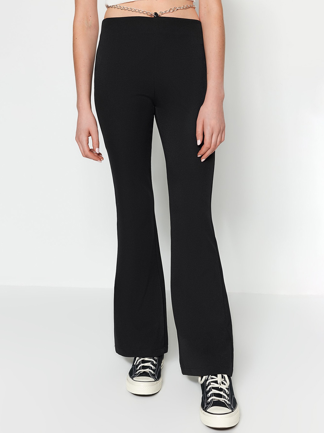 

Trendyol Women Mid-Rise Bootcut Trousers, Black