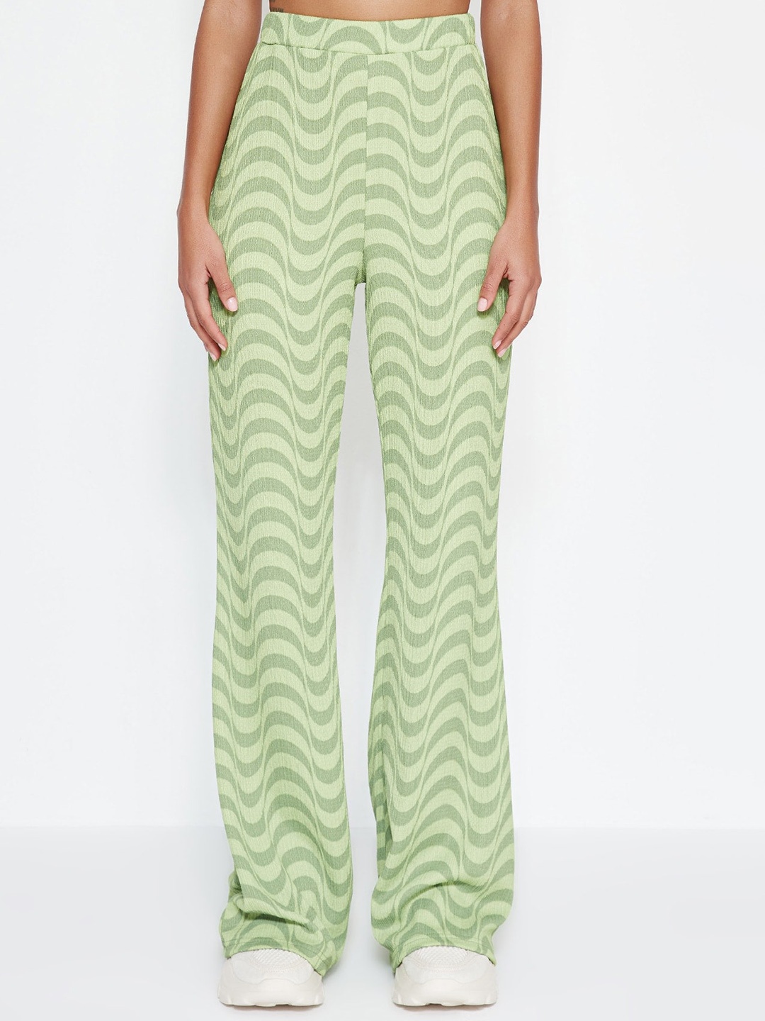 

Trendyol Women Printed Bootcut Trousers, Sea green