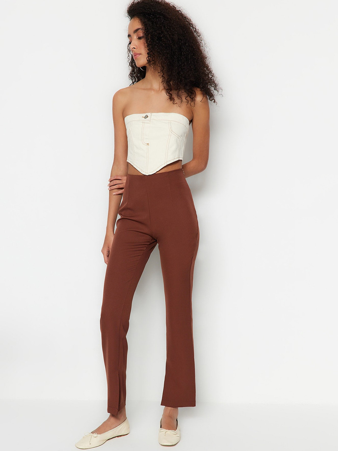 

Trendyol Women Mid-Rise Trousers, Brown