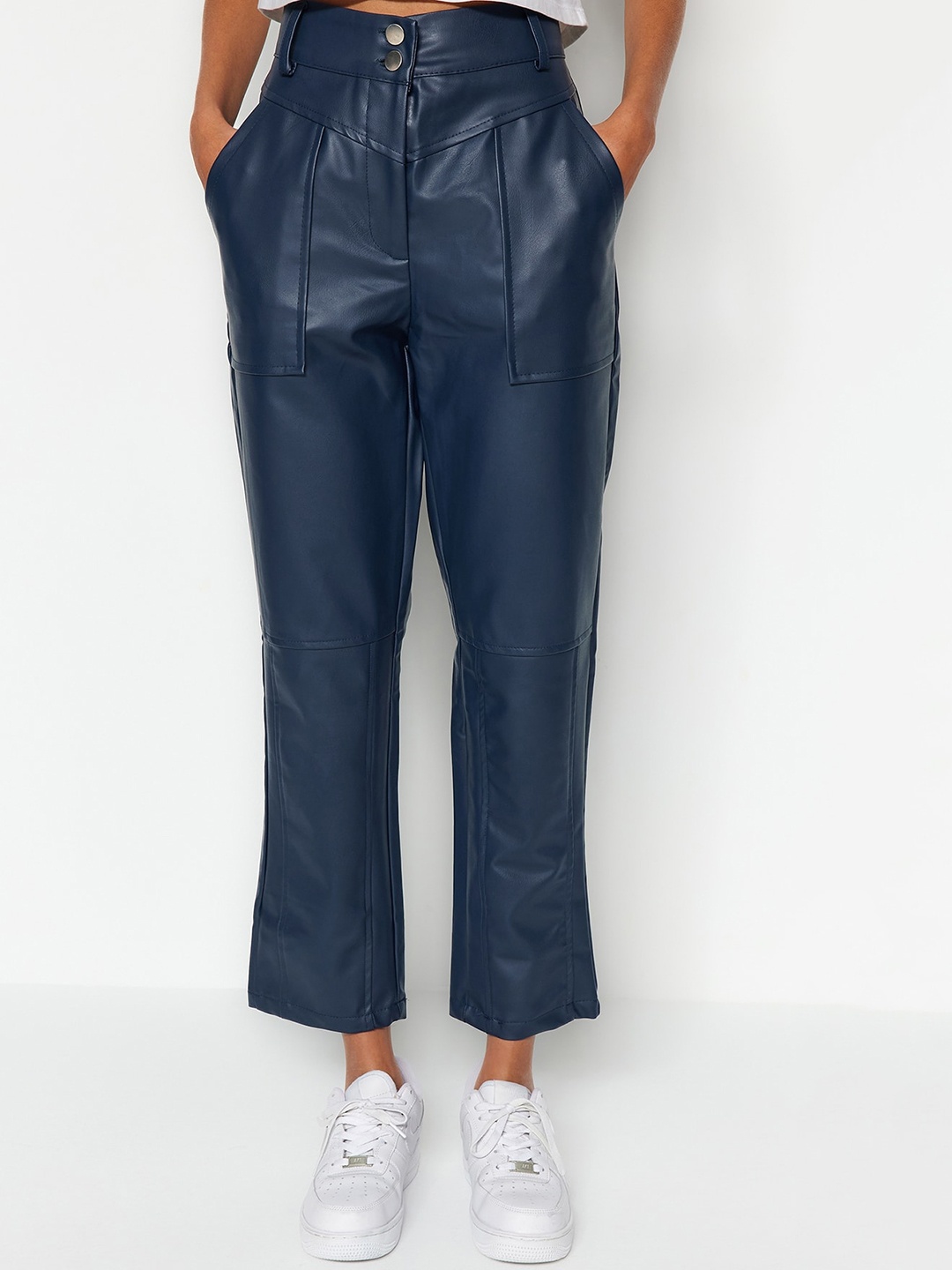 

Trendyol Women Mid-Rise Trousers, Blue