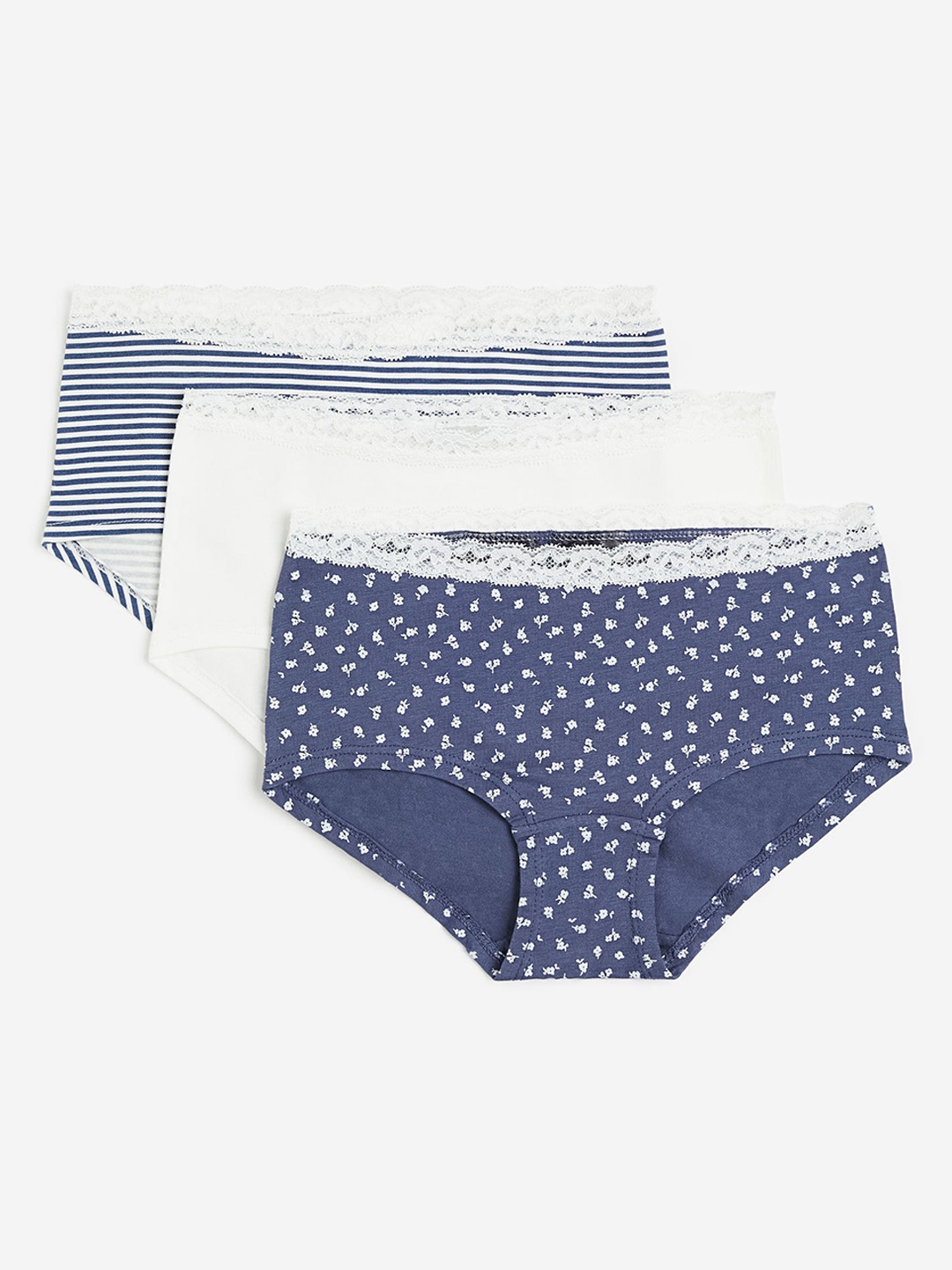 

H&M Girls 3-Pack Cotton Hipster Briefs, Blue