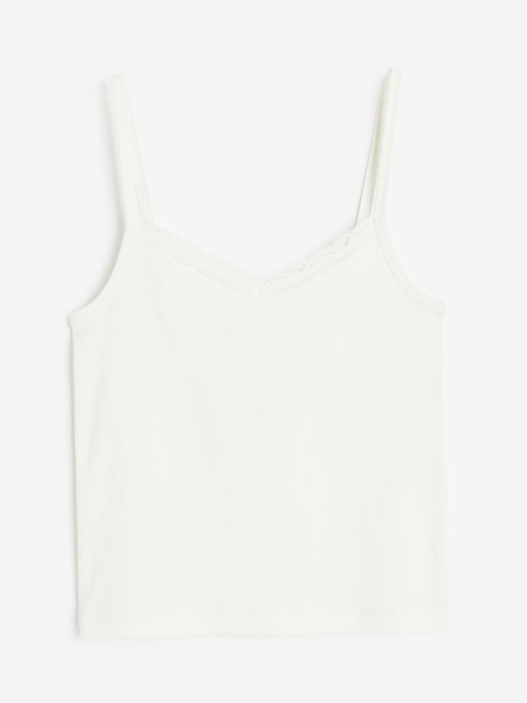 

H&M Girls Lace-Trimmed Strappy Top, White