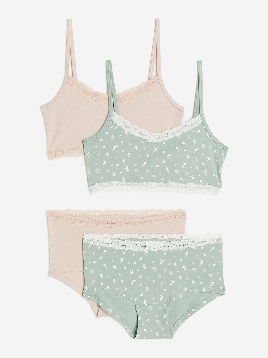 

H&M Girls 2-Piece Cotton Jersey Set, Green