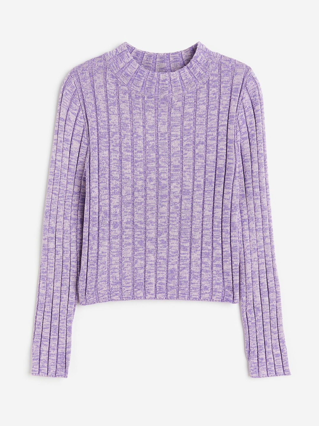 

H&M Girls Rib-Knit Turtleneck Jumper, Purple