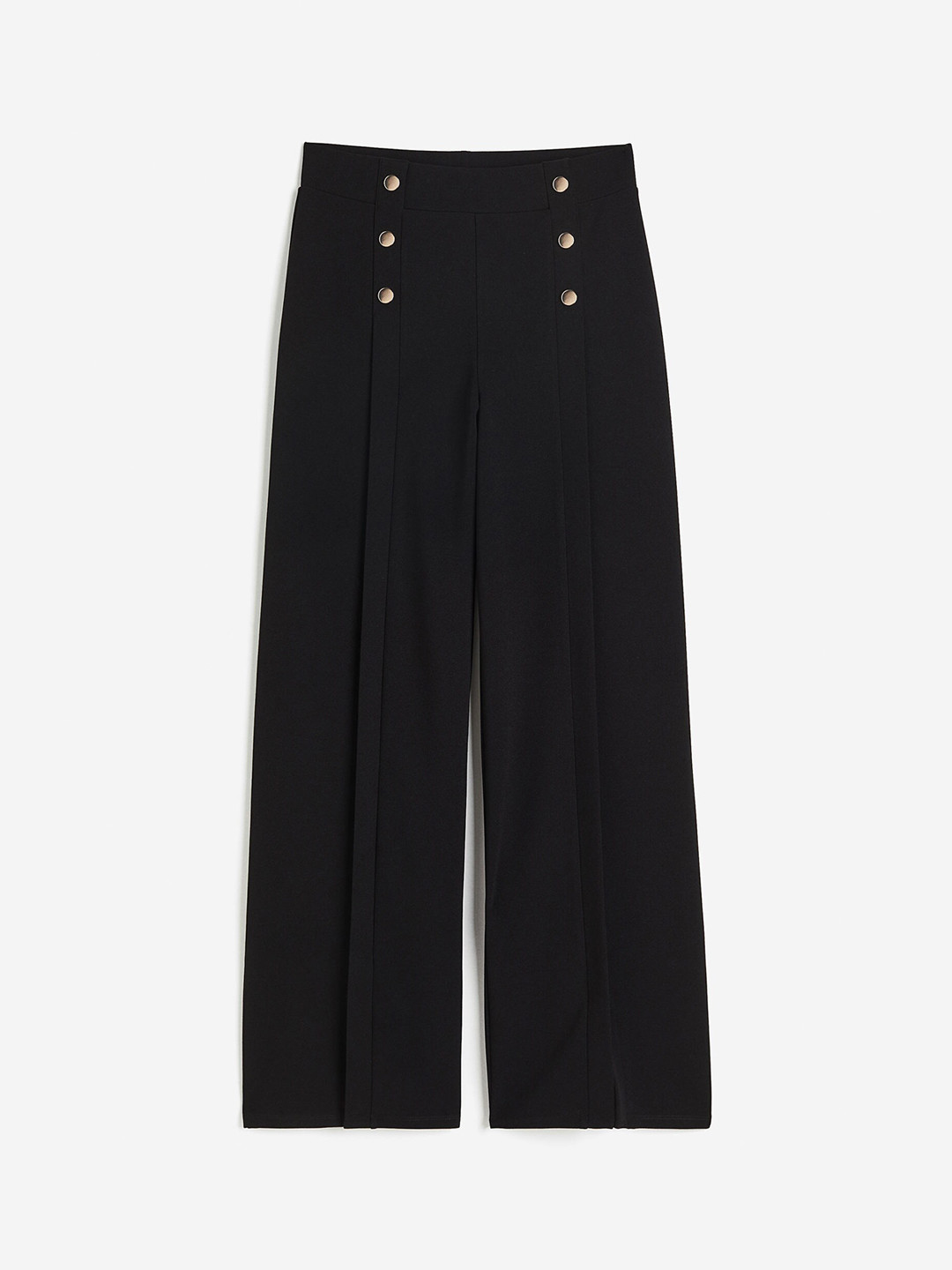 

H&M Women Button-Detail Trousers, Black