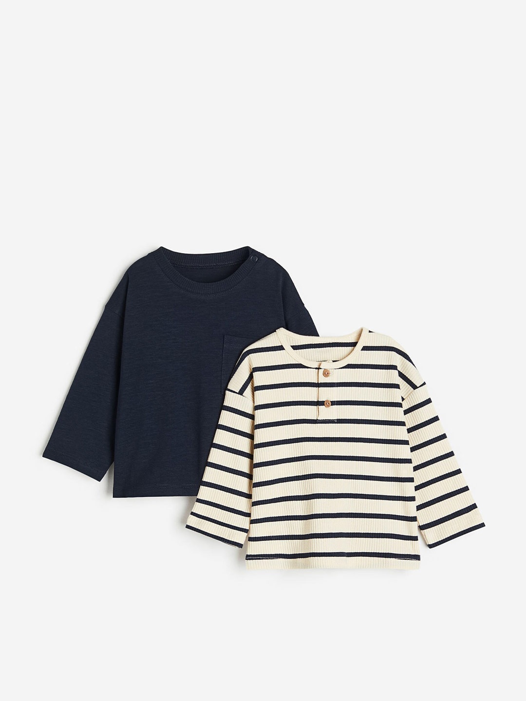 

H&M Boys 2-Pack Cotton Jersey Tops, Blue