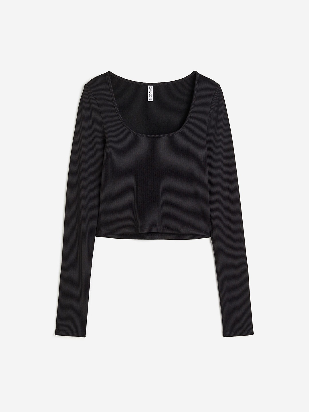 

H&M Cropped Jersey Top, Black