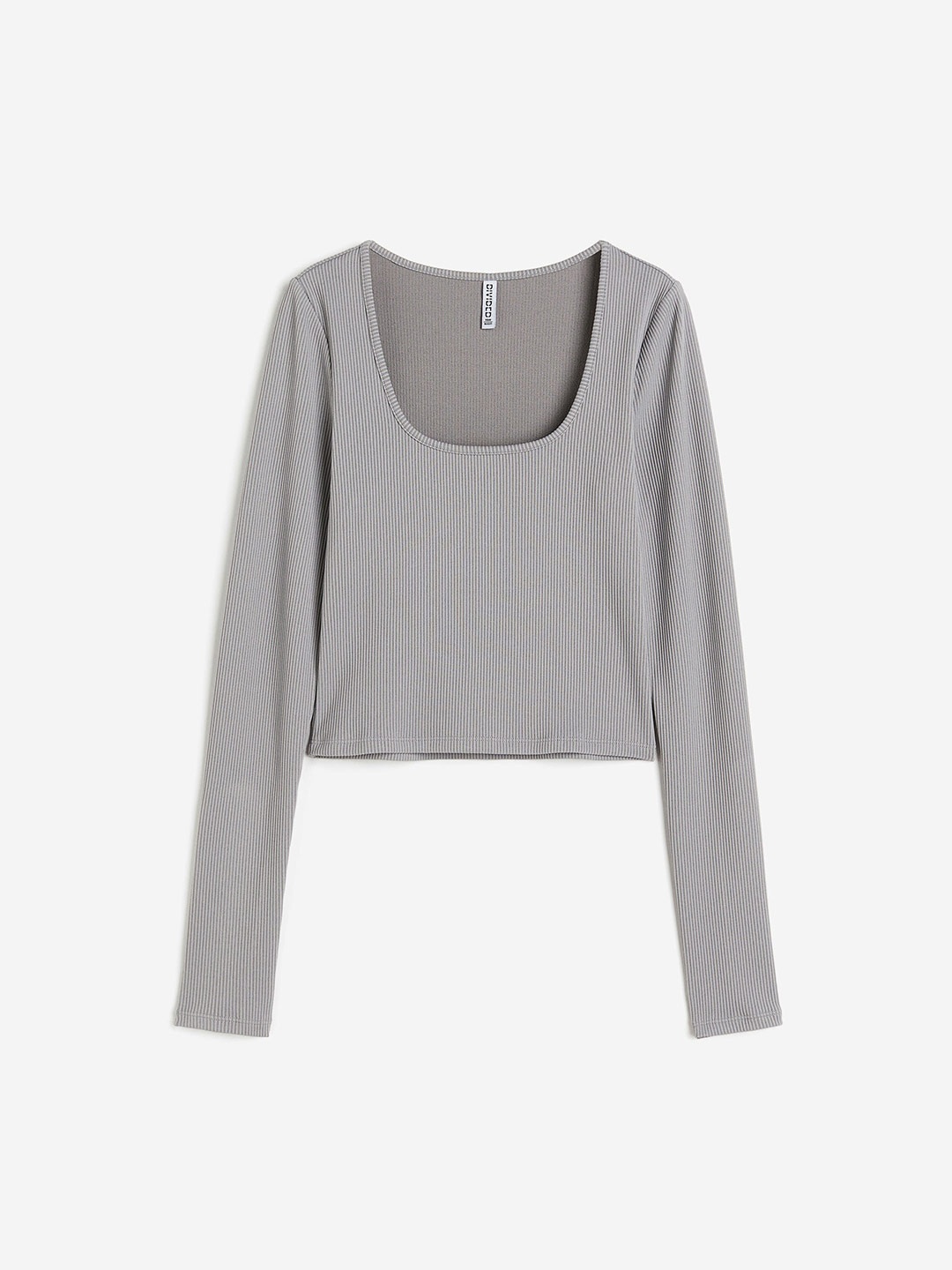 

H&M Cropped Jersey Top, Grey