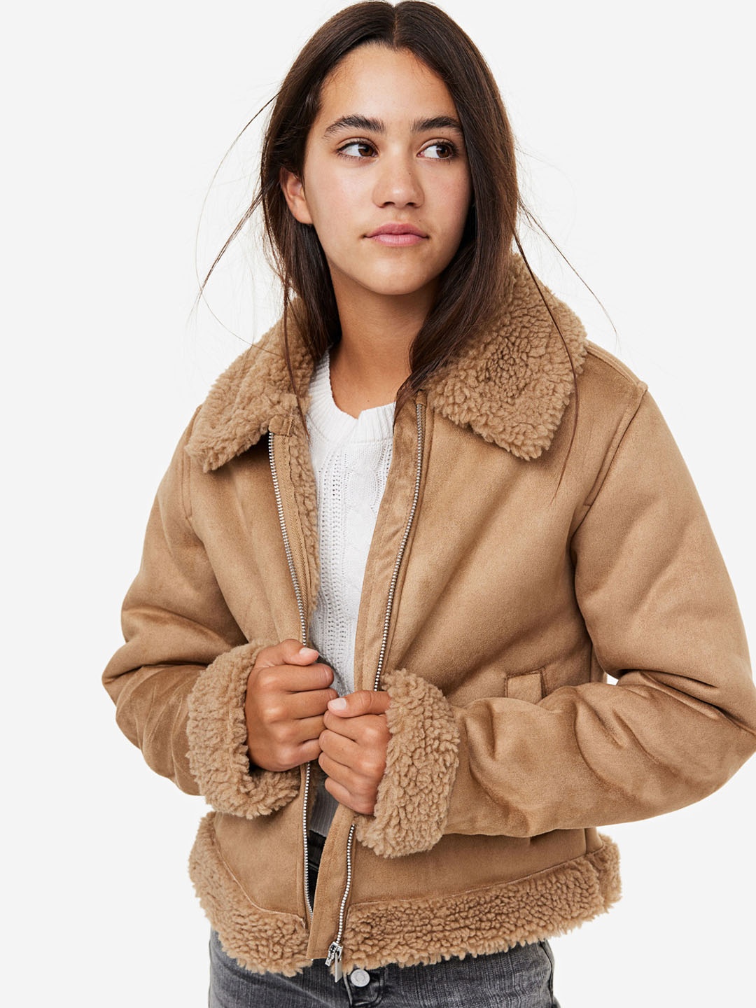 

H&M Aviator Jacket, Beige