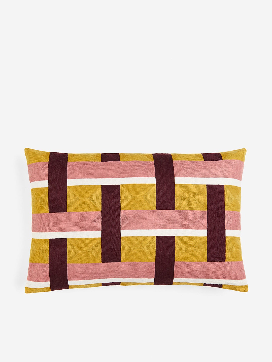 

H&M Yellow & Brown Pure Cotton Embroidered Cushion Cover