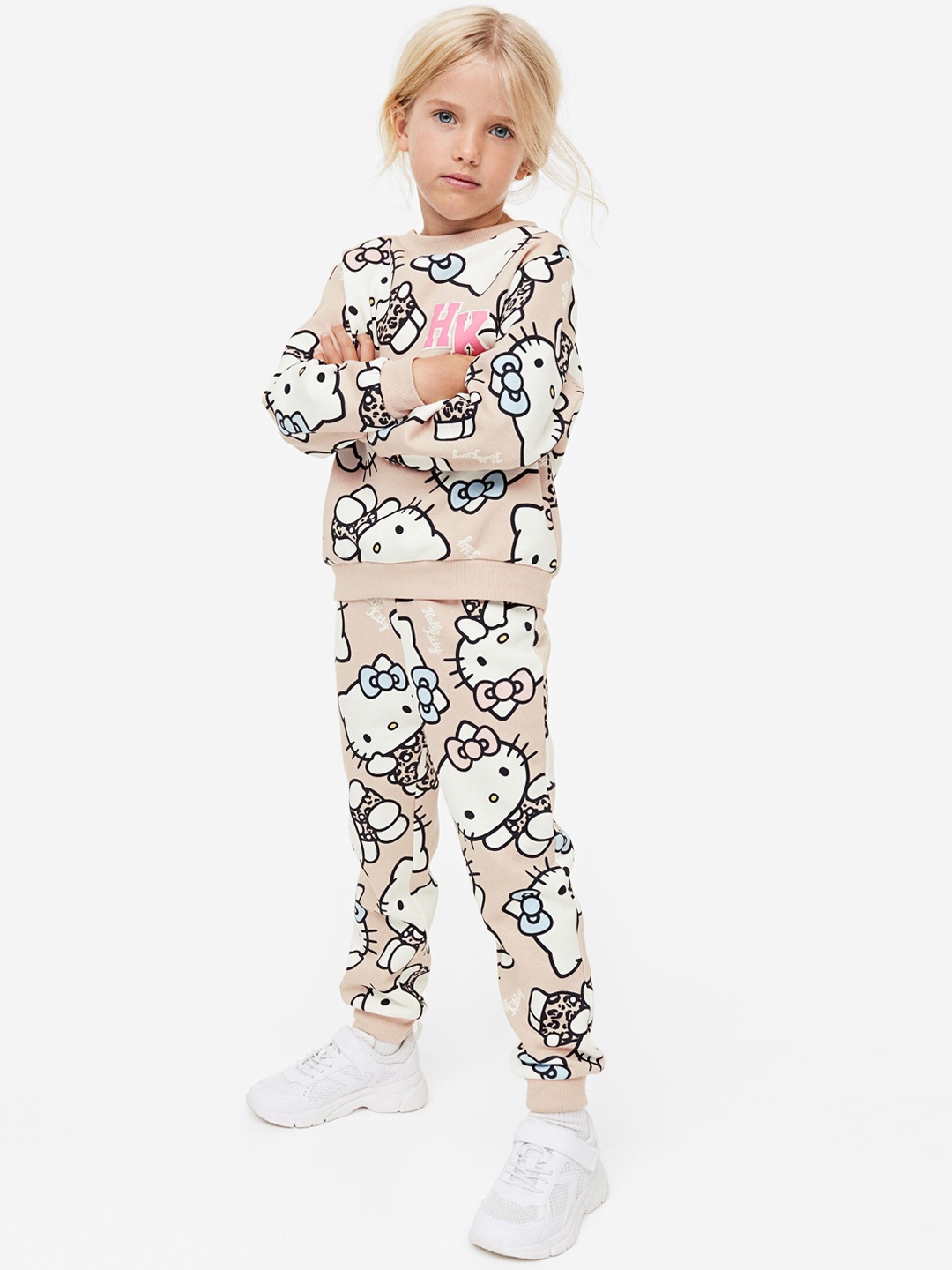 

H&M Girls Printed Joggers, Beige