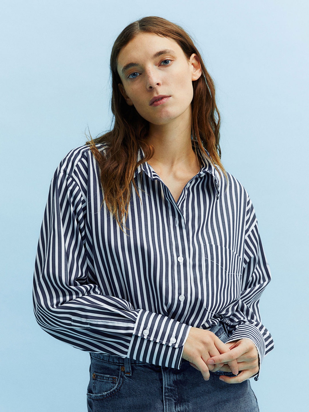 

H&M Satin Shirt, Blue