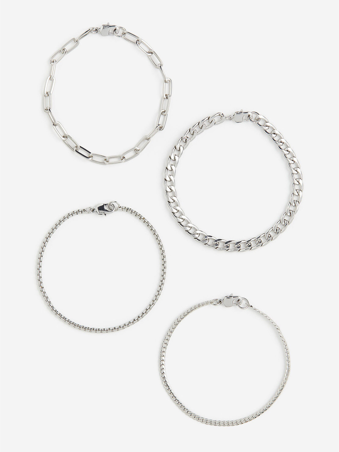 

H&M Men 4-Pcsk Bracelets, Silver