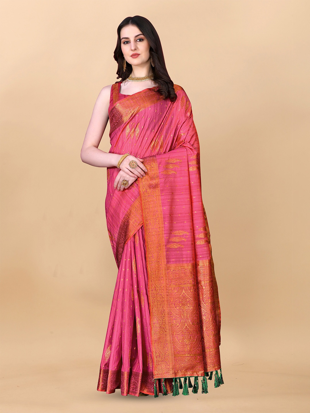 

Ekta Textiles Woven Design Zari Pure Silk Banarasi Saree, Pink