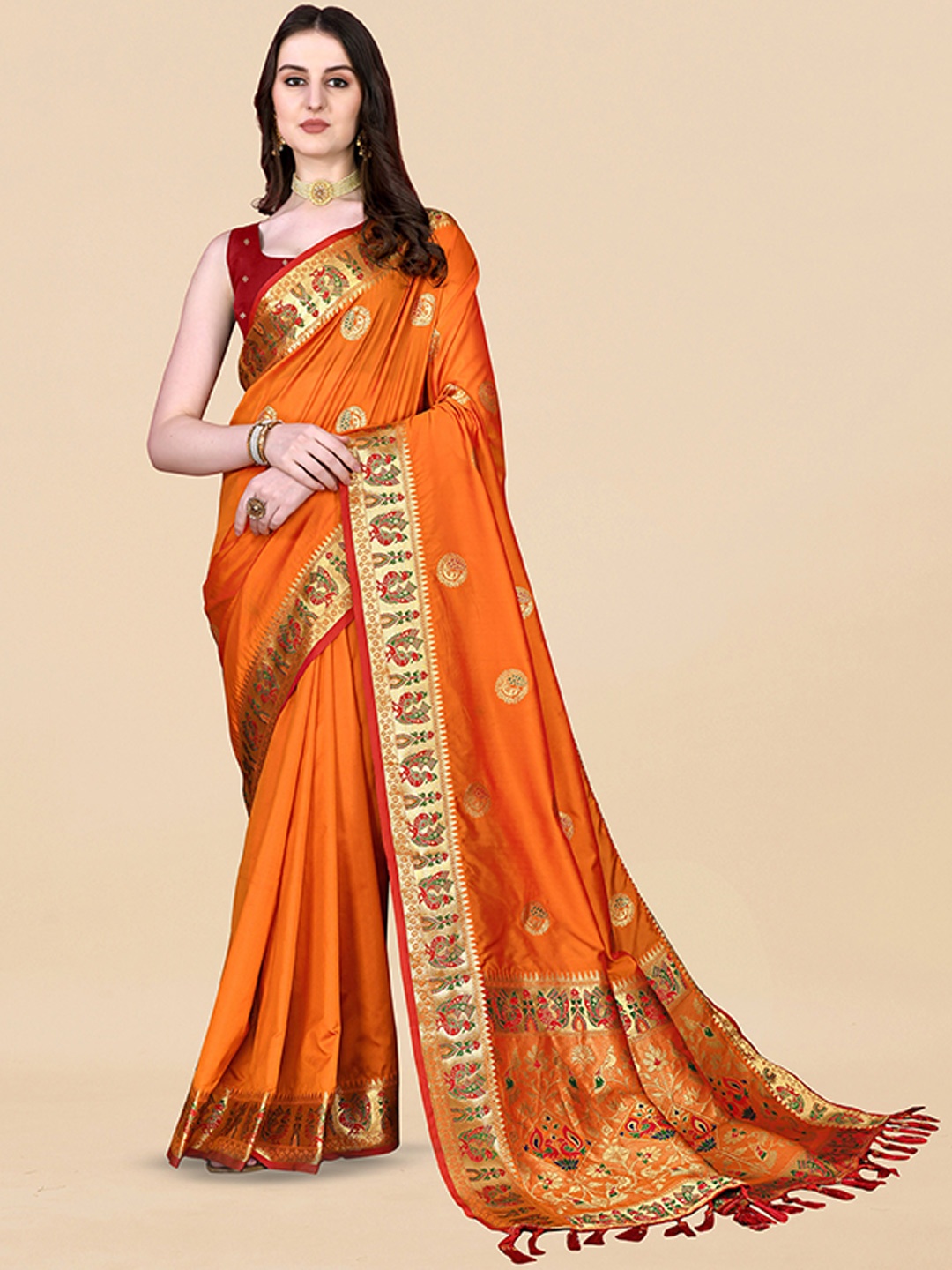 

Ekta Textiles Woven Design Zari Pure Silk Banarasi Saree, Mustard