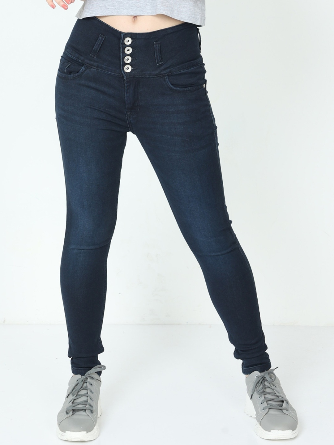 

Bottums Women Skinny Fit High-Rise Clean Look Light Fade Stretchable Jeans, Blue