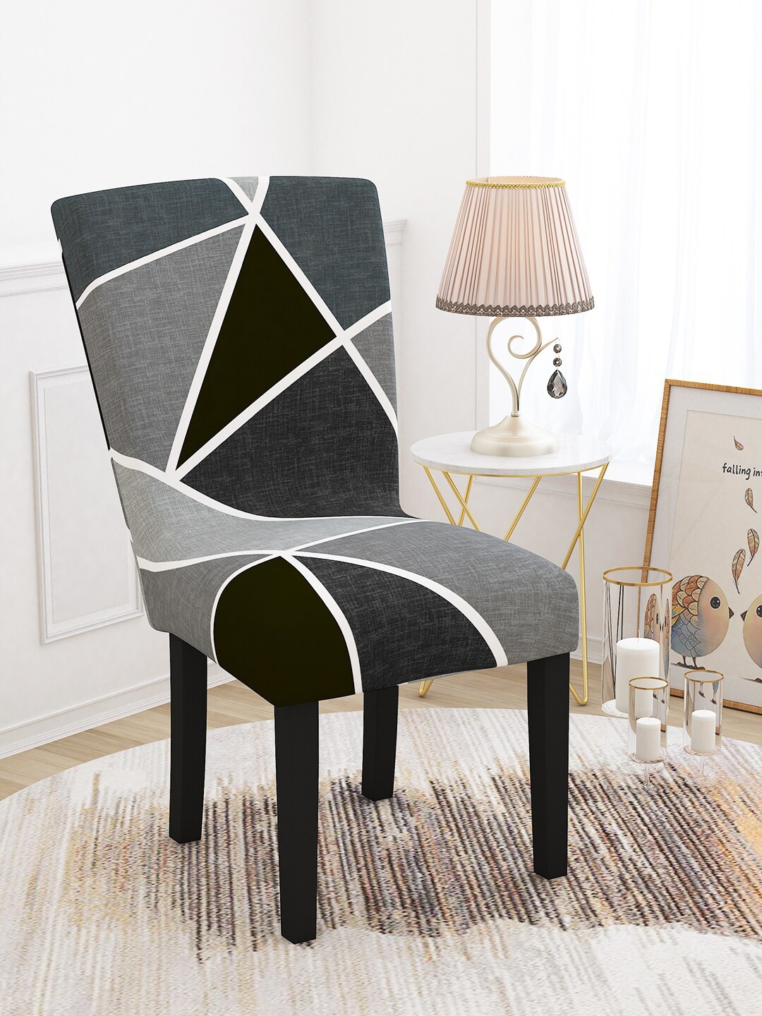 

Story@home Grey Abstract Printed Chair Cover
