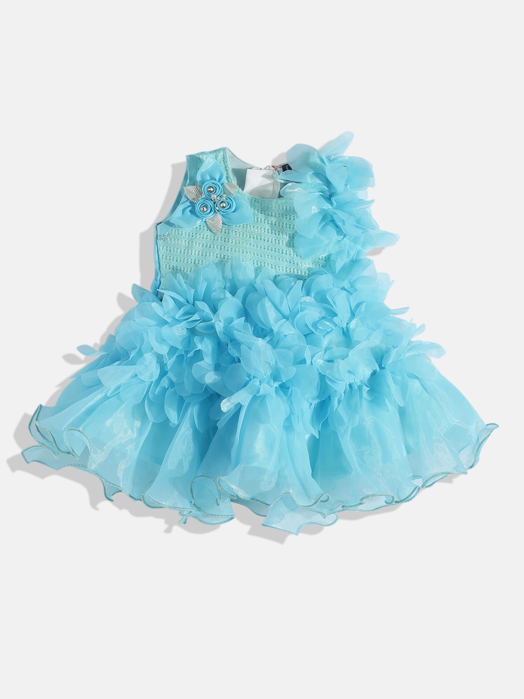 

YK Girls Embellished Ruffled A-Line Dress, Blue