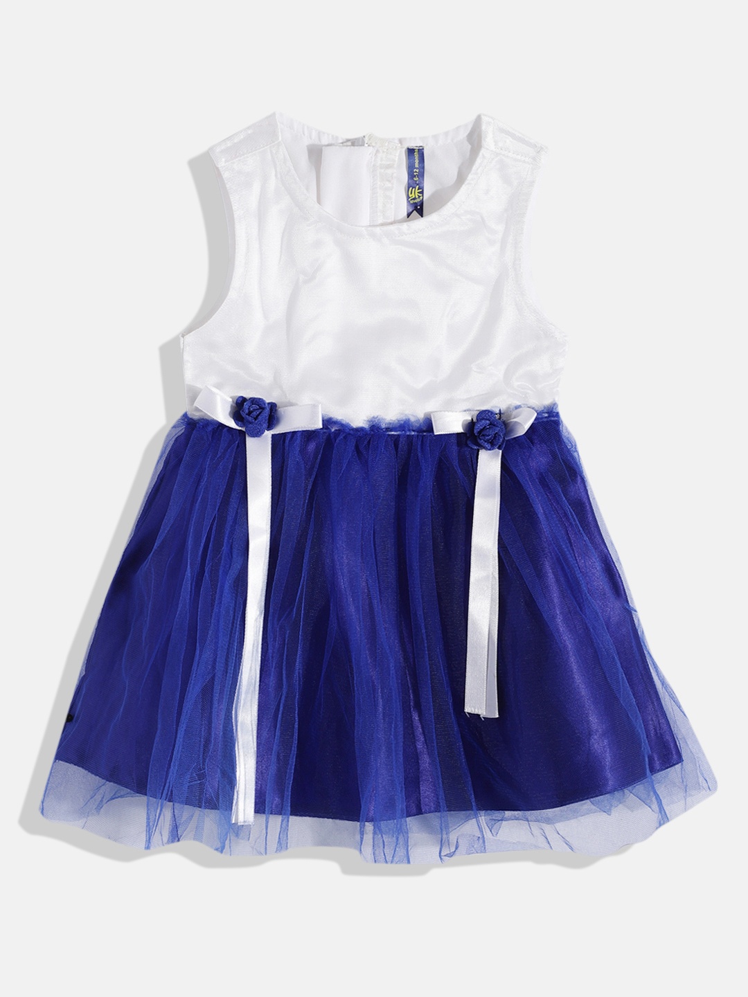 

YK Girls Colourblocked A-Line Dress, Blue