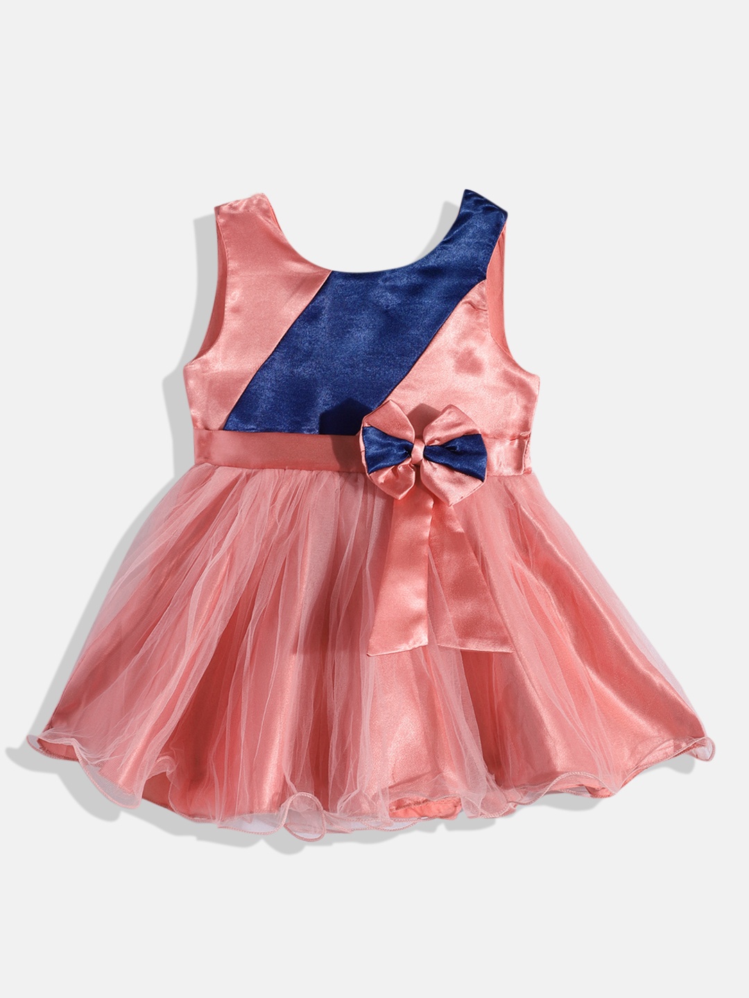 

YK Girls Colourblocked A-Line Dress with Bow Detail, Pink