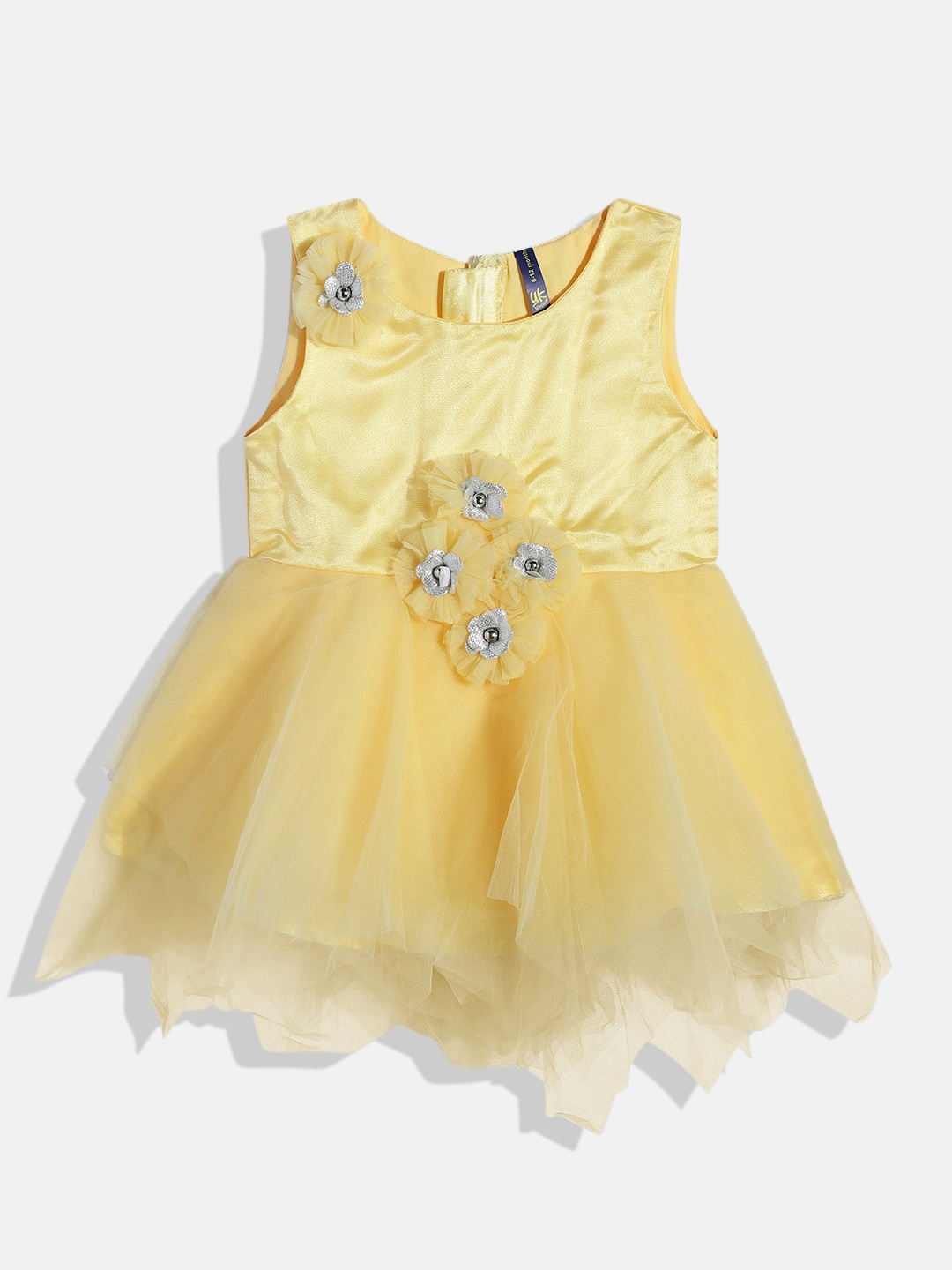 

YK Girls Floral Embellished A-Line Dress, Yellow