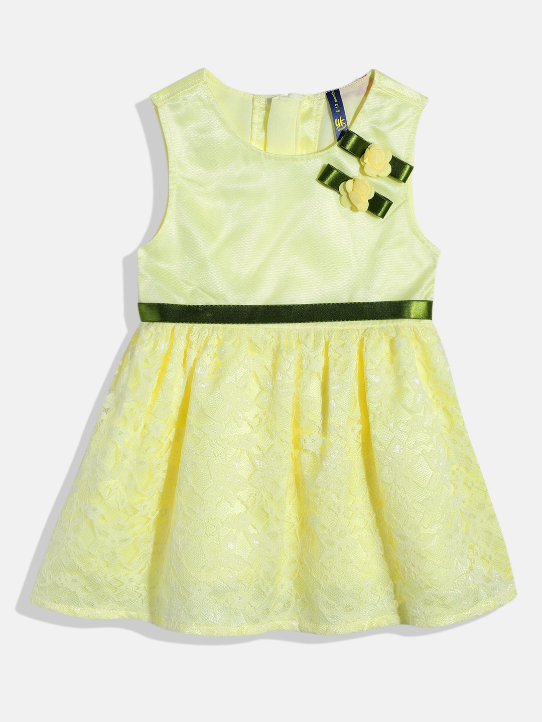

YK Girls A-Line Dress, Lime green