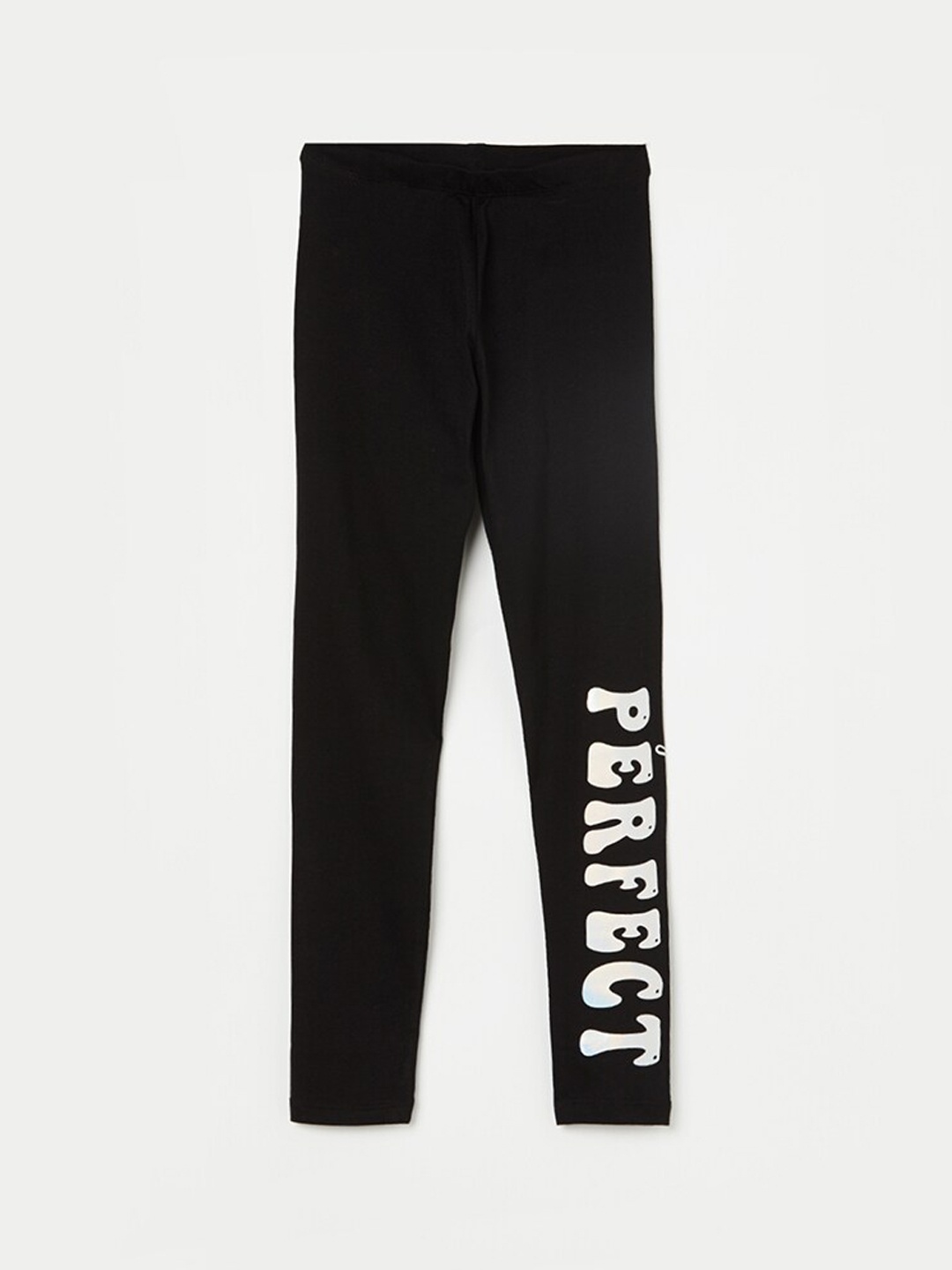 

Fame Forever by Lifestyle Girls Printed Pure Cotton Ankle-Length Leggings, Black