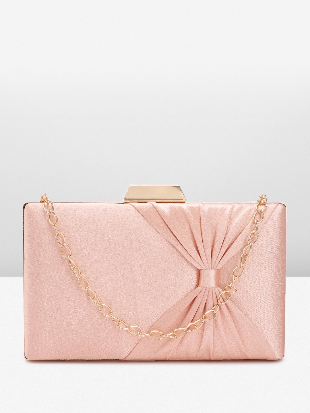 

Lavie Solid Shiny Bow Detail Box Clutch, Pink