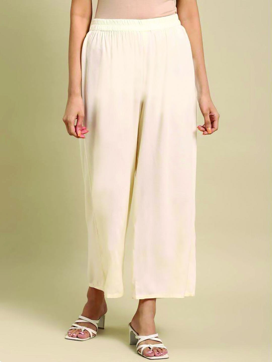 

Rangita Women Flared Ethnic Palazzos, White